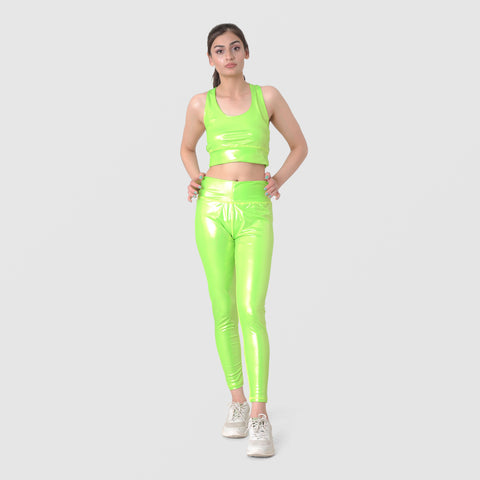 Festive Green Crop top Sports Bra